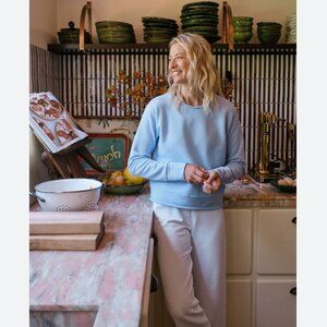 Frank & Eileen JAMES Boyfriend Crew Neck Triple FleeceSweatshirt Size:S Sea Foam